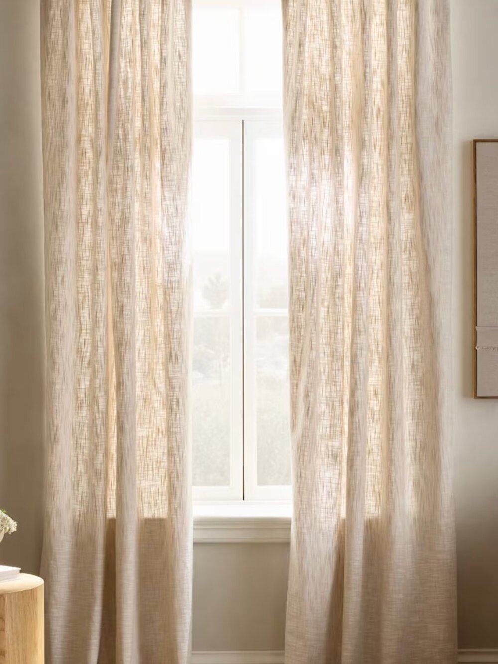 Quince Textured Cotton Curtain light filtering curtains (Pair) 48x108 - Oatmeal